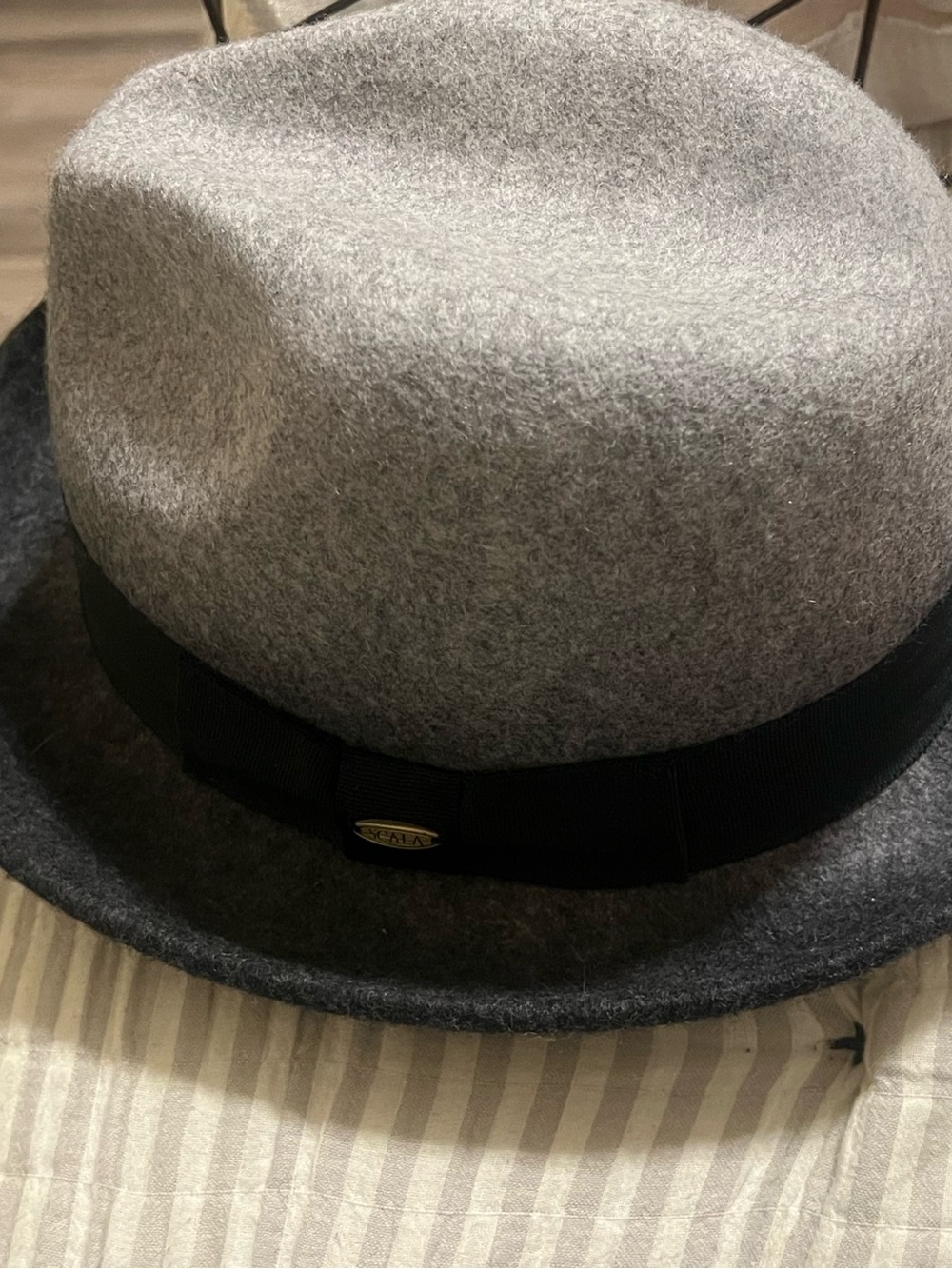 Scala Gray Wool Fedora with Black Ribbon